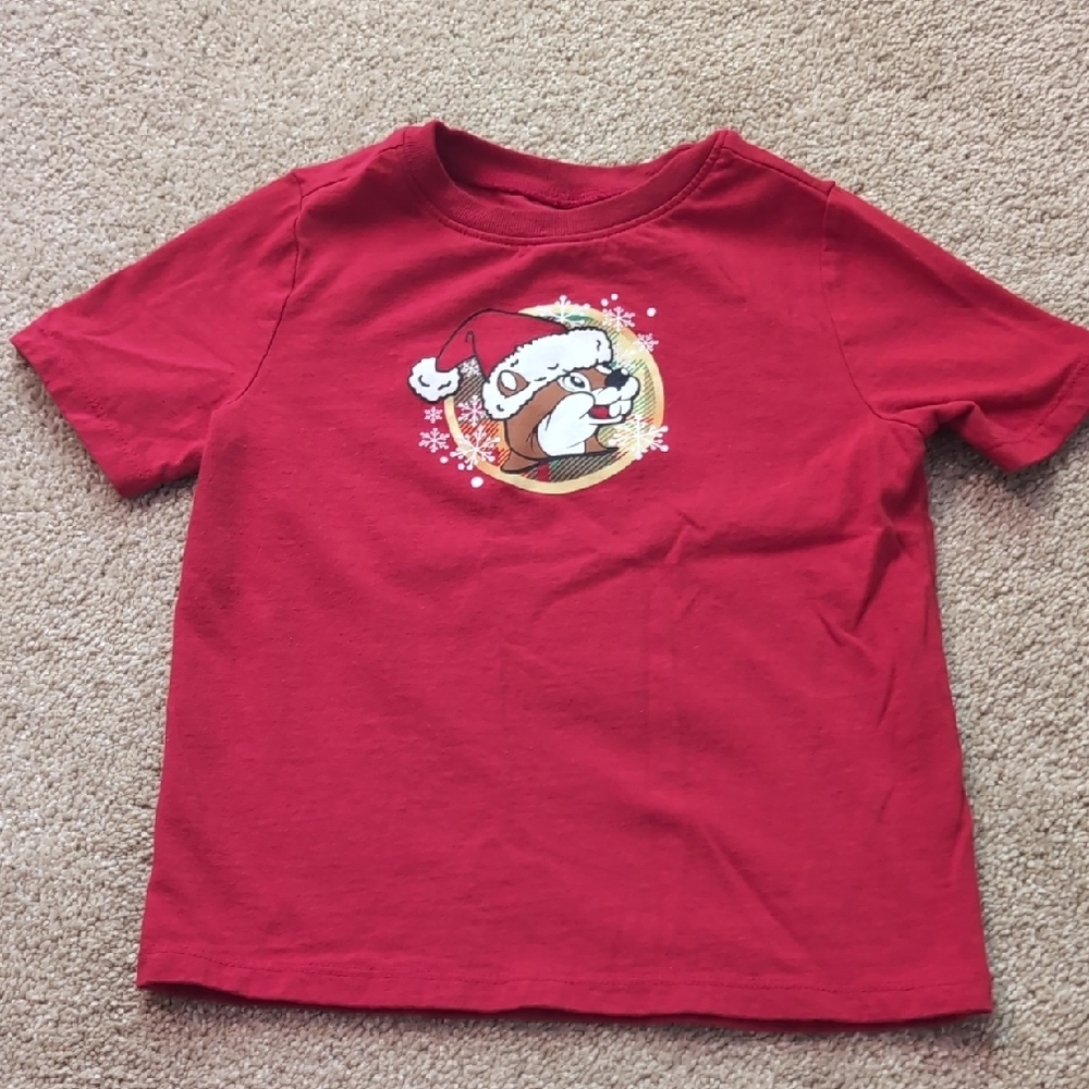 Red Short Sleeve Tee with Cartoon Graphic
